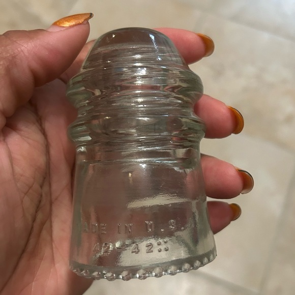 Hemingray-9, glass insulator, clear made the USA individually numbered - Picture 2 of 3